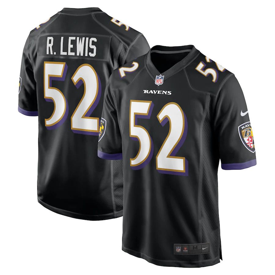 Men Baltimore Ravens 52 Ray Lewis Nike Black Retired Player NFL Jersey